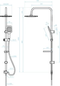 Kuchinox BORGO, sprchový stĺp s hlavovou a ručnou sprchovou hlavicou 100cm, chrómová, LAV-PKG_00KX