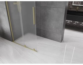 Mexen Velar L, posuvná sprchová zástena Walk-in 100 x 200 cm, 8mm sklo námraza, zlatá matná, 871-100-003-33-55