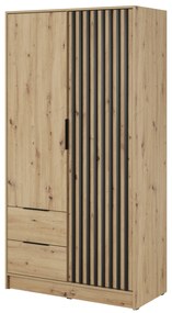 Šatní skříň Nelly 105 cm dub artisan/černá