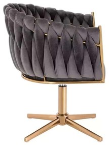 LuxuryForm DESIGN Kreslo NORDEN VELUR na zlatom kríži - tmavo šedé