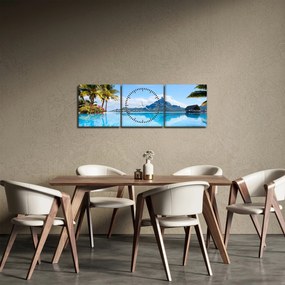 Obraz - Bora-Bora, Francúzska Polynézia (s hodinami) (90x30 cm)