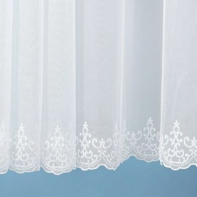 Biela záclona s perleťovo vytkávanou bordúrou zámocký vzor do oblúčka ZAC-028 výška 300 cm Šitie na mieru