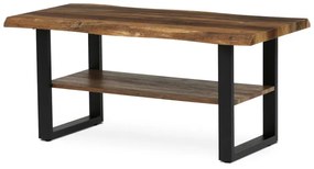 Stůl konferenční, 120x60x55 cm, MDF deska, dekor staré dřevo, kov, police, černý lak