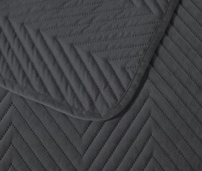 Tmavosivý zamatový prehoz na posteľ so vzorom ARROW VELVET Rozmer: 200 x 220 cm