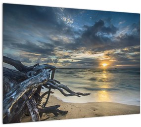 Sklenený obraz mora pri západe slnka (70x50 cm)