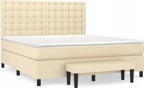 vidaXL Kontinentálna posteľ s matracom, krémová, tkanina, 160 x 200 cm