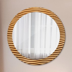 Okrúhle ozdobné zrkadlo Drevená vlna fi 80 cm