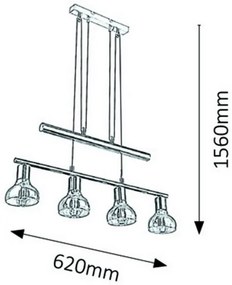 Rabalux 5551 - Luster na lanku HOLLY 4xE14/40W/230V zlatá