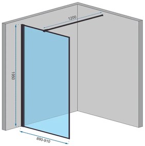Sprchová zástena MAXMAX Rea BLER 90 cm - čierna