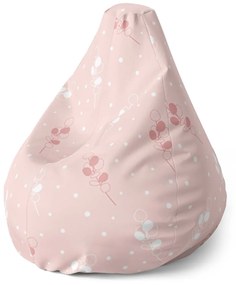 Sablio Sedací vak Pear Biele a ružové kvety - 70 x 95 x 15 cm