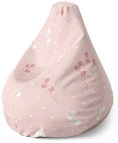 Sablio Sedací vak Pear Biele a ružové kvety - 70 x 95 x 15 cm