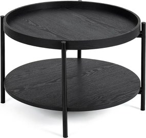 Čierny okrúhly konferenčný stolík v dekore duba ø 64 cm Hagen – Bonami Essentials