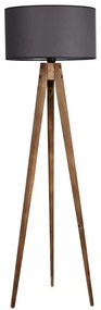 Čierno-hnedá stojacia lampa s textilným tienidlom (výška 153 cm) Tripod – Opviq lights