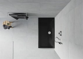 Mexen Slim, obdĺžniková sprchová vanička 130x70x5 cm, čierna, chrómový sifón, 40707013