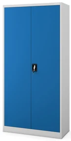 Uzamykateľná upratovacia kovová skriňa DAWID – 900 x 1850 x 450 mm, sivomodrá