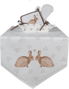 Bavlnený behúň na stôl s motívom zajačikov Bunnies in Love - 50*160cm