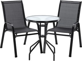 3-dielny záhradný balkónový set nábytku - čierna