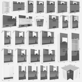 Kuchynská linka Belini 420 cm šedý lesk s pracovnou doskou Uniqaplus  INF UNIQAPLUS/5/WT/S/0/B1