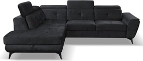 Rohová sedacia súprava Sergio, čierna látka, ľavý roh