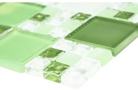 Sklenená mozaika XCM 8570 30,5x32,5 cm zelená/biela