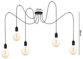Luster na lanku MIROS 5xE27/60W/230V pavúk čierna