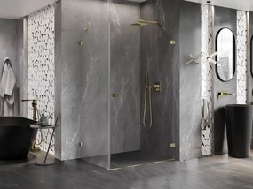 Mexen Lunar-B, pravostranný výklopný sprchový kút 100 x 70 cm, 8mm číre sklo, zlatý profil, 832-100-070-50-00-P