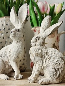 Dekorácia béžový králik s patinou - 13*8*22 cm