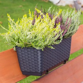 Plastový balkónový kvetináč DRL400PW 38,6 cm - antracit