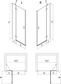 Mexen Mist-H, 1-krídlové sprchové dvere ľavé 70 cm, číre sklo, chrómový profil, 8A5-070-000-01-00-L