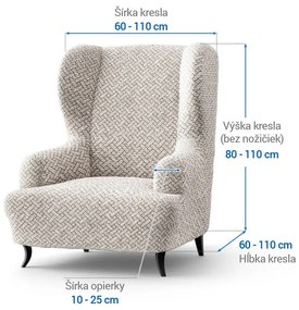 Bielastické poťahy VENEZIA béžová kreslo ušiak (š. 60 - 110 cm)