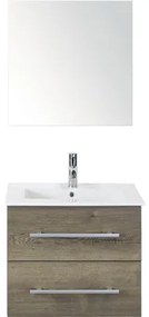 Kúpeľňový nábytkový set Sanox Stretto farba čela tabacco ŠxVxH 61 x 170 x 39 cm s keramickým umývadlom a zrkadlovou skrinkou
