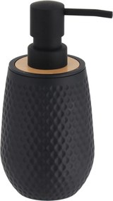 Dávkovač mydla Tova, čierna/s drevenými prvkami, 280 ml