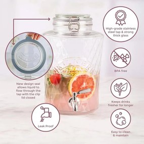Kilner Sklenený súdok s kovovým kohútikom Diamond 5 l