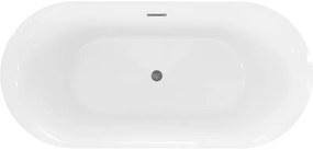 Mexen Roxy, voľne stojaca vaňa 170 x 80 cm, biela-čierna, brúsený grafit prepad, 51201708075-95