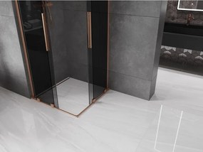 Mexen Velar L Duo, sprchový kút s posuvnými dverami 90 x 90 cm, 8mm šedé sklo, medená matná, 871-090-090-02-43-65