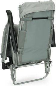 Záhradné plážové ležadlo 2 v 1 s vankúšom, opierkou hlavy, nastaviteľnou opierkou nôh, sivé