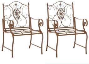 Kovová stolička Punjab s područkami (SET 2 ks) - Hnedá antik