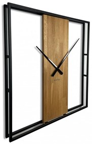 Dizajnové nástenné hodiny v kombinácií dreva a kovu 80 cm