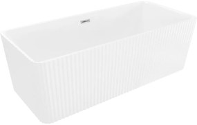 Mexen Nila, voľne stojaca ryhovaná vaňa 170 × 75 cm, biela lesklá, chrómový prepad, 52841708000-01