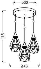 Luster na lanku GRAF 3xE27/60W/230V