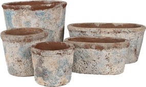 Dekoratívny béžovo-modrý antik terakotový džbán Teracci - Ø 23*20 cm