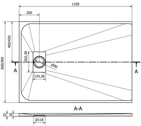 Mexen Hugo, obdĺžniková sprchová vanička SMC 110 x 90 cm, biela, biela krytka, 42109011-W