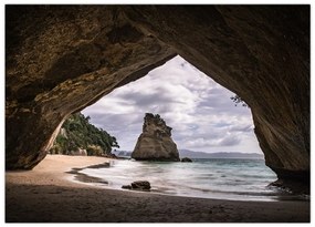 Sklenený obraz z jaskyne, Nový Zéland (70x50 cm)