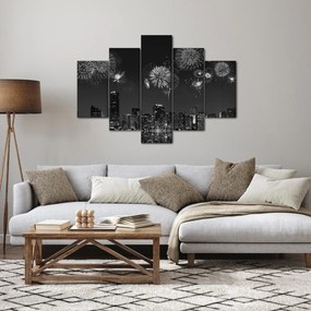 Obraz - Ohňostroj v Miami, čiernobiela (150x105 cm)