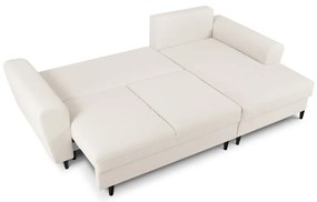 Béžová rozkladacia/s úložným priestorom rohová pohovka z textílie buklé (pravý roh/s leňoškou) Kyoto – Cosmopolitan Design