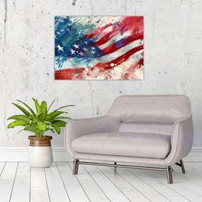 Sklenený obraz - Vlajka USA (70x50 cm)