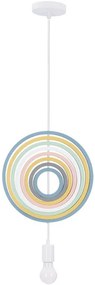 Candellux Bielo-dúhový závesný luster Hoops pre žiarovku E27 31-12043