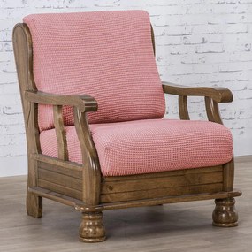 Super strečové poťahy NIAGARA koralová kreslo s drevenými rúčkami (š. 50 - 80 cm)