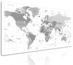 Obraz prehľadná šedá mapa sveta na bielom pozadí