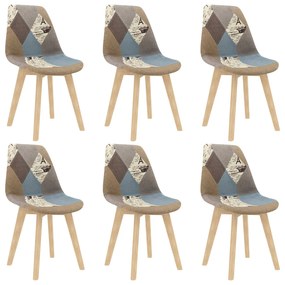 Jedálenské stoličky 6 ks dizajn patchwork sivé látkové 3068544